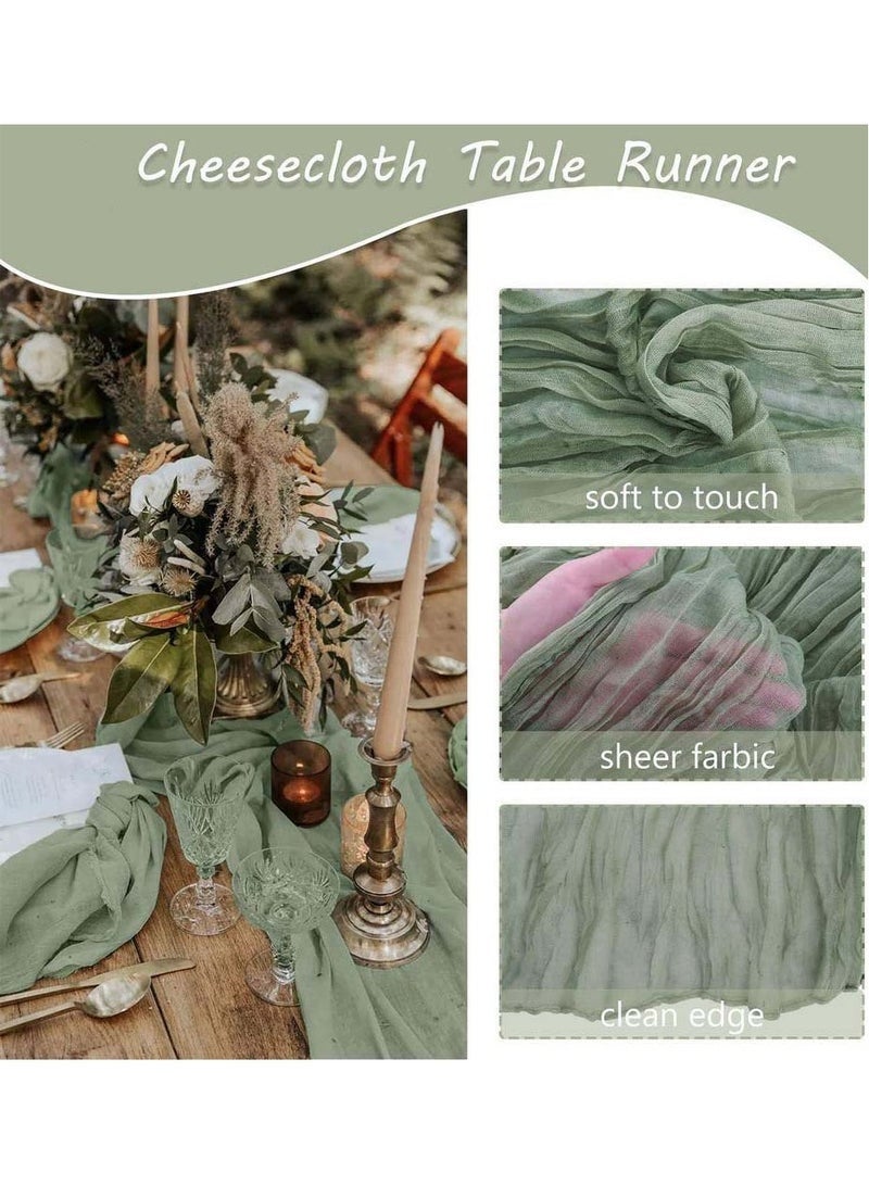 YUJA Crumpled Gauze Table Runner, 90 x 400 cm Boho Gauze Table Runner for Wedding Bridal Baby Shower Birthday Party Table Decoration - Image 2